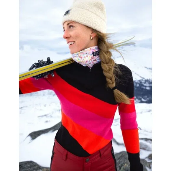 NWT Krimson Klover Cochran 1/4 Zip Sweater Black Color Block W's L MSRP$139 - Picture 3 of 14